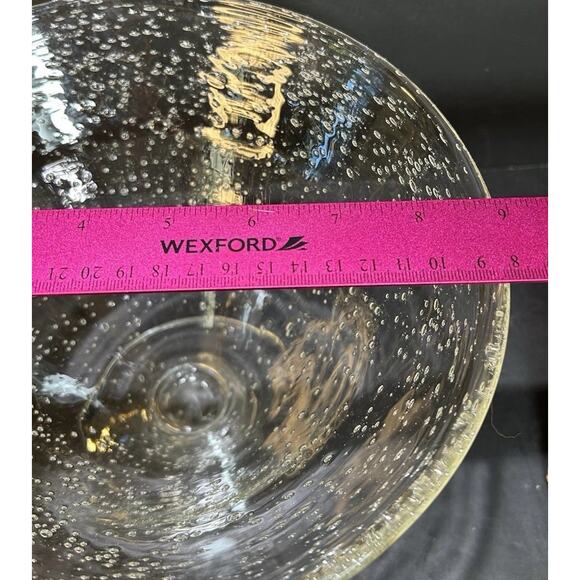 Vtg -1950's Seeded Bubble Glass Footed Large Center Piece Bowl 6.5” H X 9” W - Picture 8 of 9